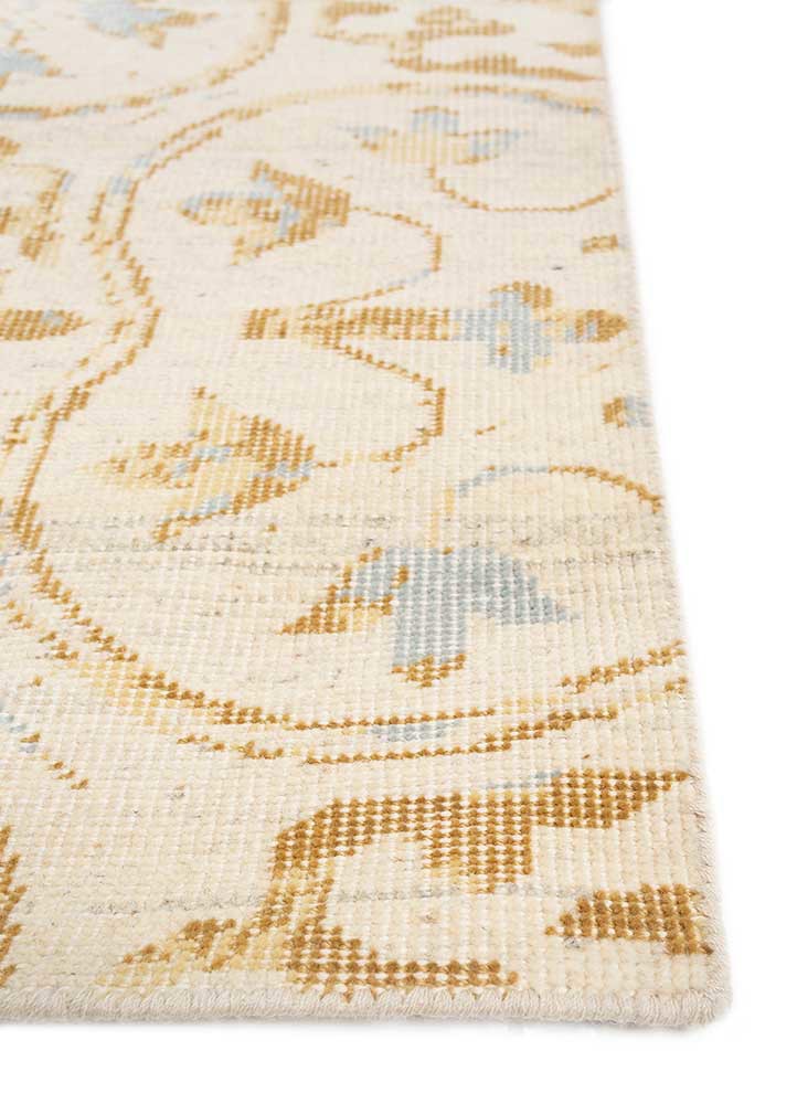 erbe ivory wool hand knotted Rug - Corner